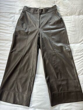 Brochu Walker Wide-Leg Leather Pants - Dark Brown